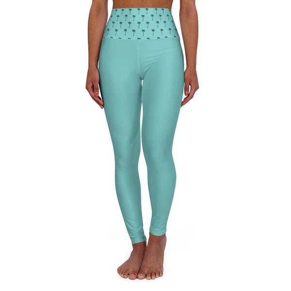 High Waisted Yoga Leggings in Palmetto Coast Blue