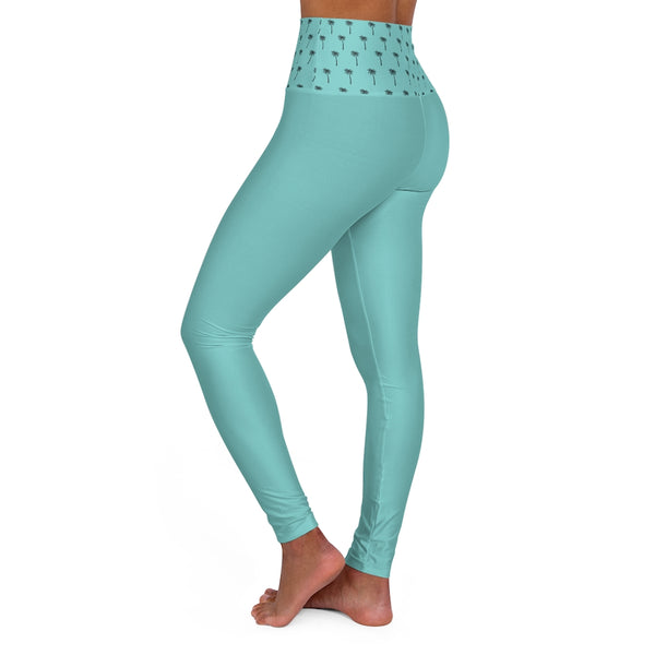 High Waisted Yoga Leggings in Palmetto Coast Blue