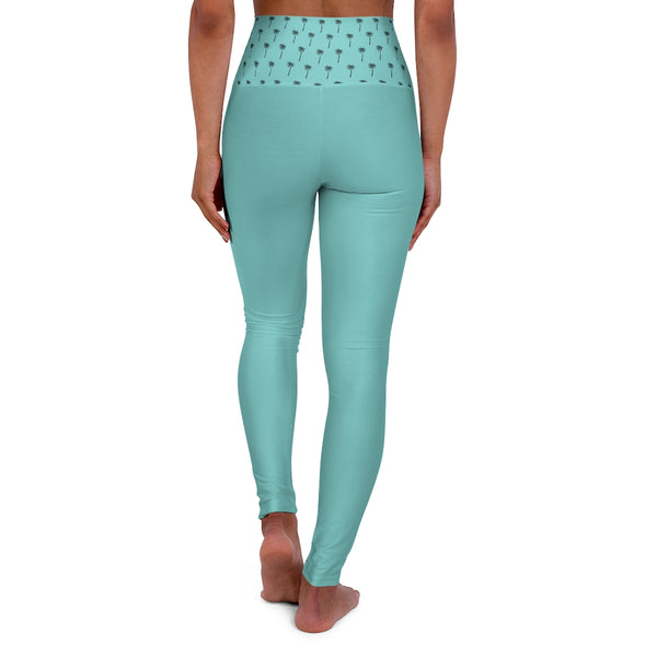 High Waisted Yoga Leggings in Palmetto Coast Blue