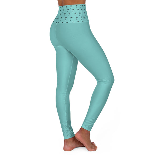 High Waisted Yoga Leggings in Palmetto Coast Blue